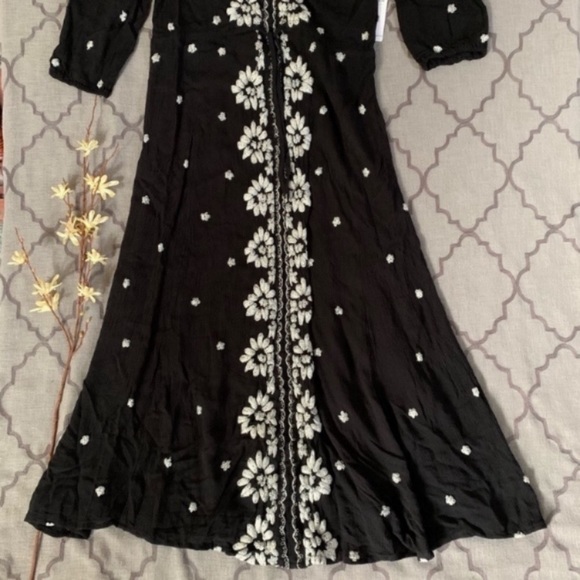 🎉FP🎉NWT-Free People Boho Chic Floral Embroidered Fable Midi Dress - Picture 5 of 16